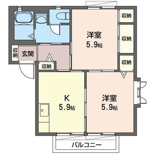東京都三鷹市上連雀5丁目のアパートの間取