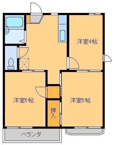 東京都三鷹市井口2丁目のアパートの間取