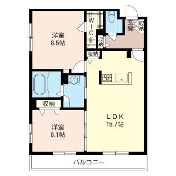 東京都武蔵野市西久保2丁目のマンションの間取