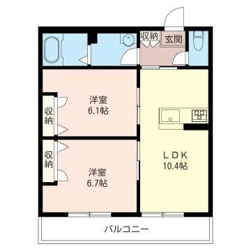 東京都武蔵野市桜堤2丁目のマンションの間取