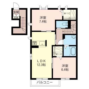 東京都三鷹市野崎1丁目のアパートの間取