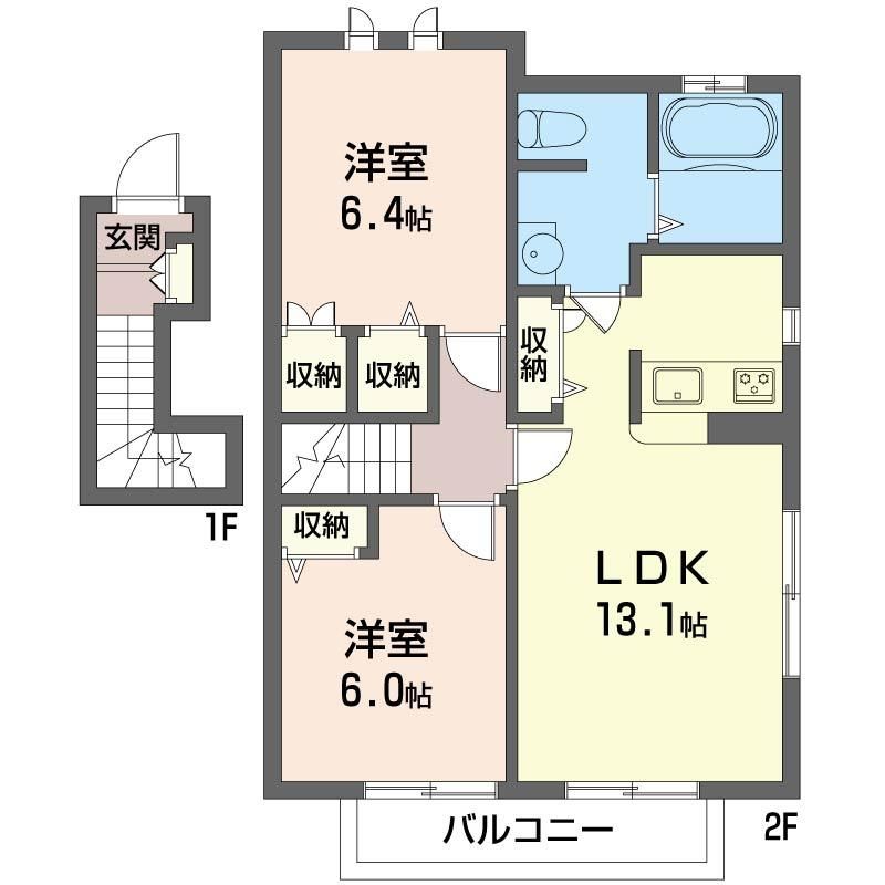 東京都調布市深大寺北町7丁目のアパートの間取